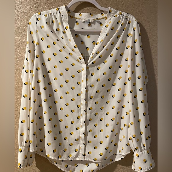 Boden White and Yellow Polka Dot Button Down Shirt - Picture 4 of 5